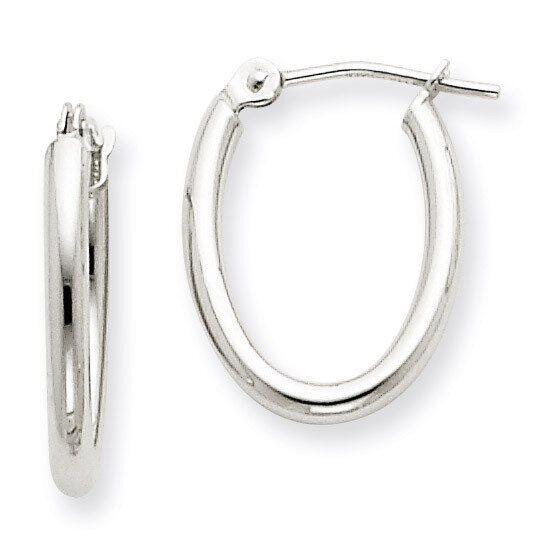 Polished 2mm Oval Tube Hoop Earrings 14k White Gold TC117, MPN: TC117, 883957288536