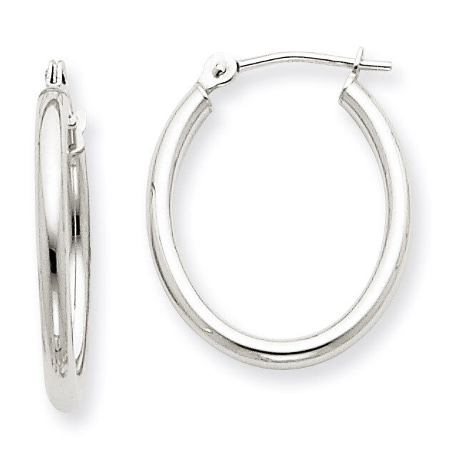 Polished 2mm Oval Tube Hoop Earrings 14k White Gold TC118, MPN: TC118, 883957288543