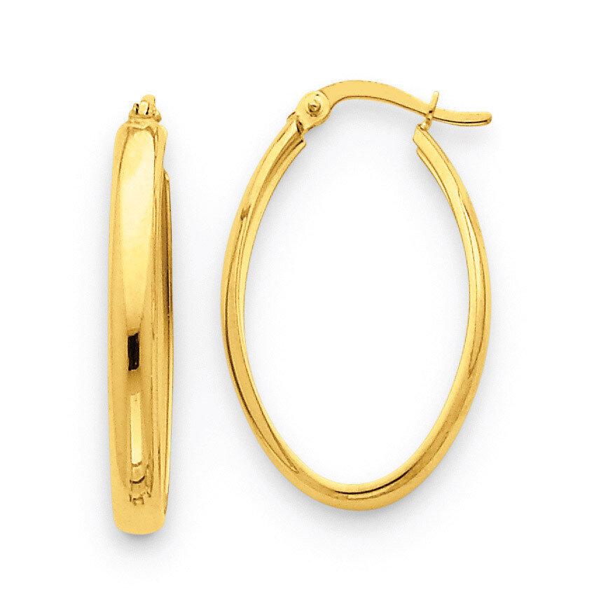 3.5mm Oval Hoop Earrings 14k Gold Polished TC188