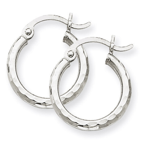Diamond-cut 2mm Round Tube Hoop Earrings 14k White Gold TC223, MPN: TC223, 883957289007