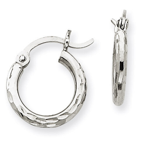 Diamond-cut 2mm Round Tube Hoop Earrings 14k White Gold TC224, MPN: TC224, 883957289014