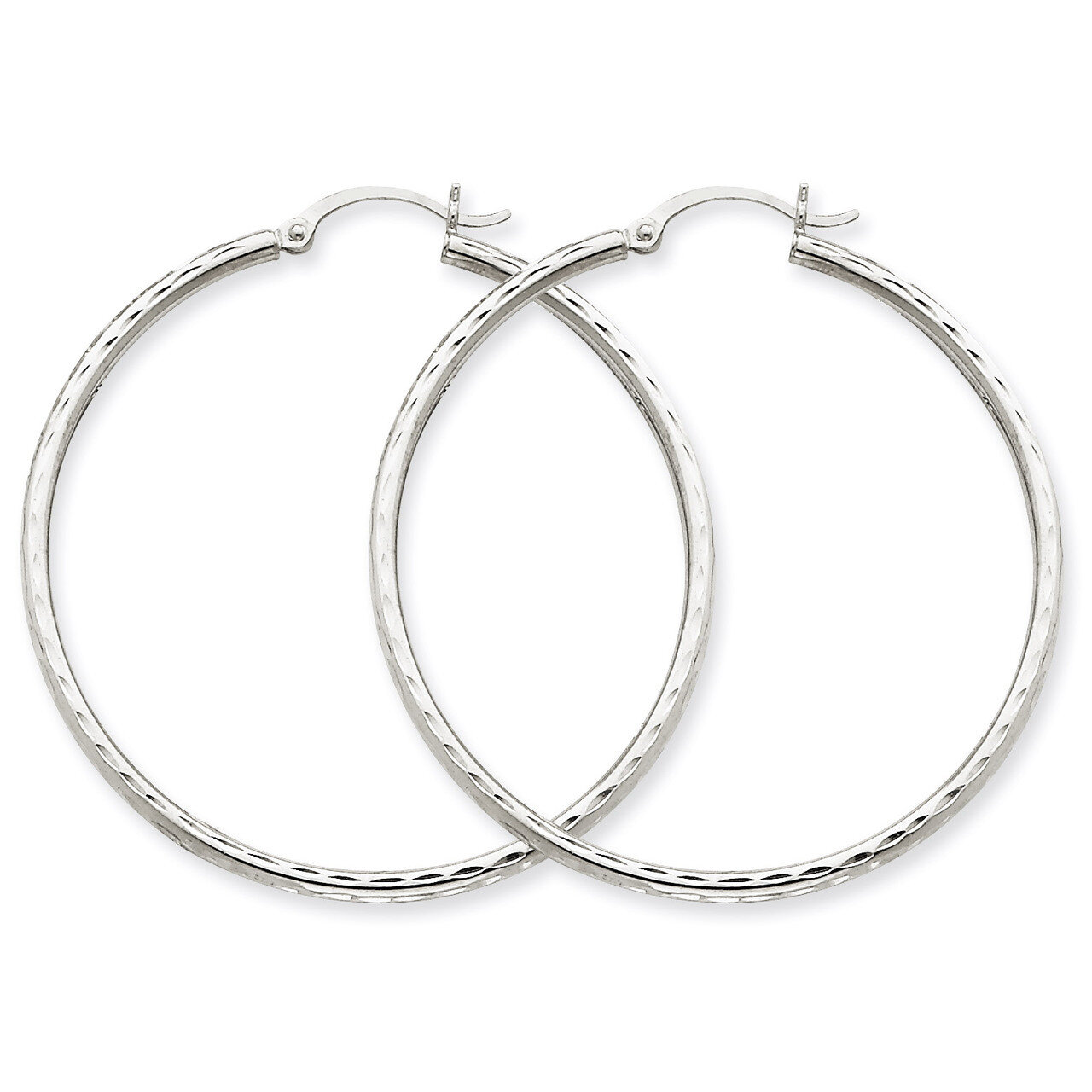 Diamond-cut 2mm Round Tube Hoop Earrings 14k White Gold TC226, MPN: TC226, 883957289038