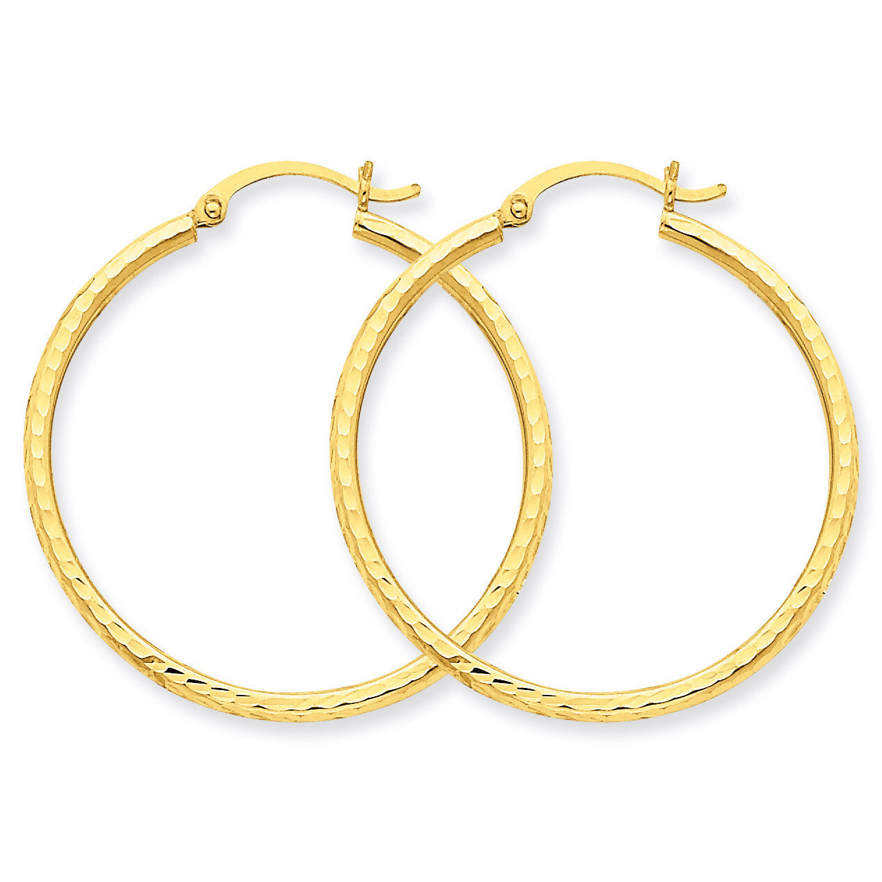 2mm Round Tube Hoop Earrings 14k Gold Diamond-cut TC230, MPN: TC230, 883957289076