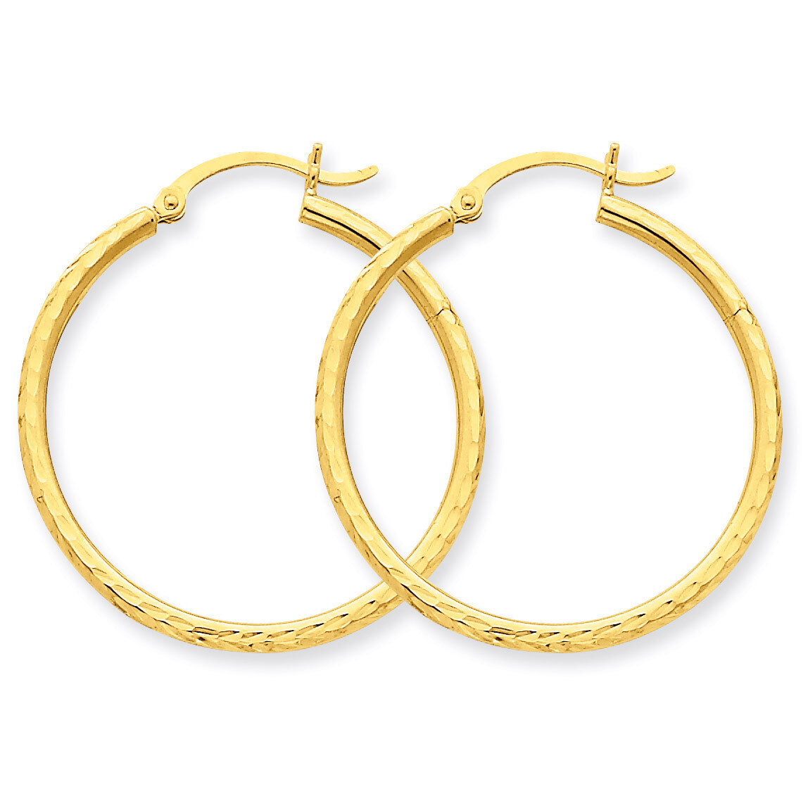 2mm Round Tube Hoop Earrings 14k Gold Diamond-cut TC231, MPN: TC231, 883957289083