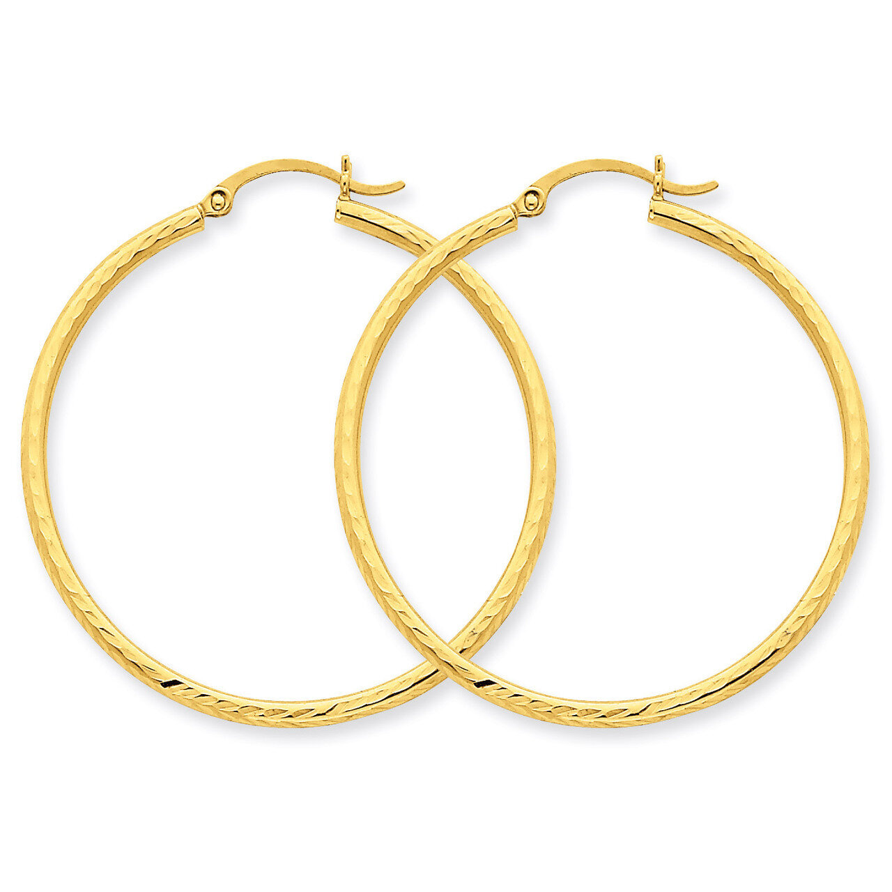 2mm Round Tube Hoop Earrings 14k Gold Diamond-cut TC236, MPN: TC236, 883957289137