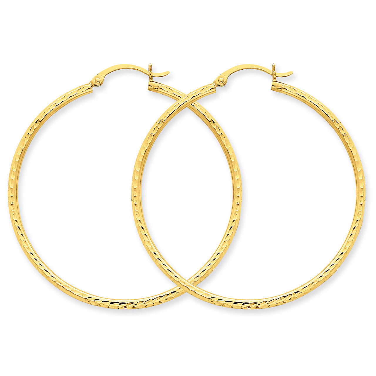 2mm Round Tube Hoop Earrings 14k Gold Diamond-cut TC237, MPN: TC237, 883957289144