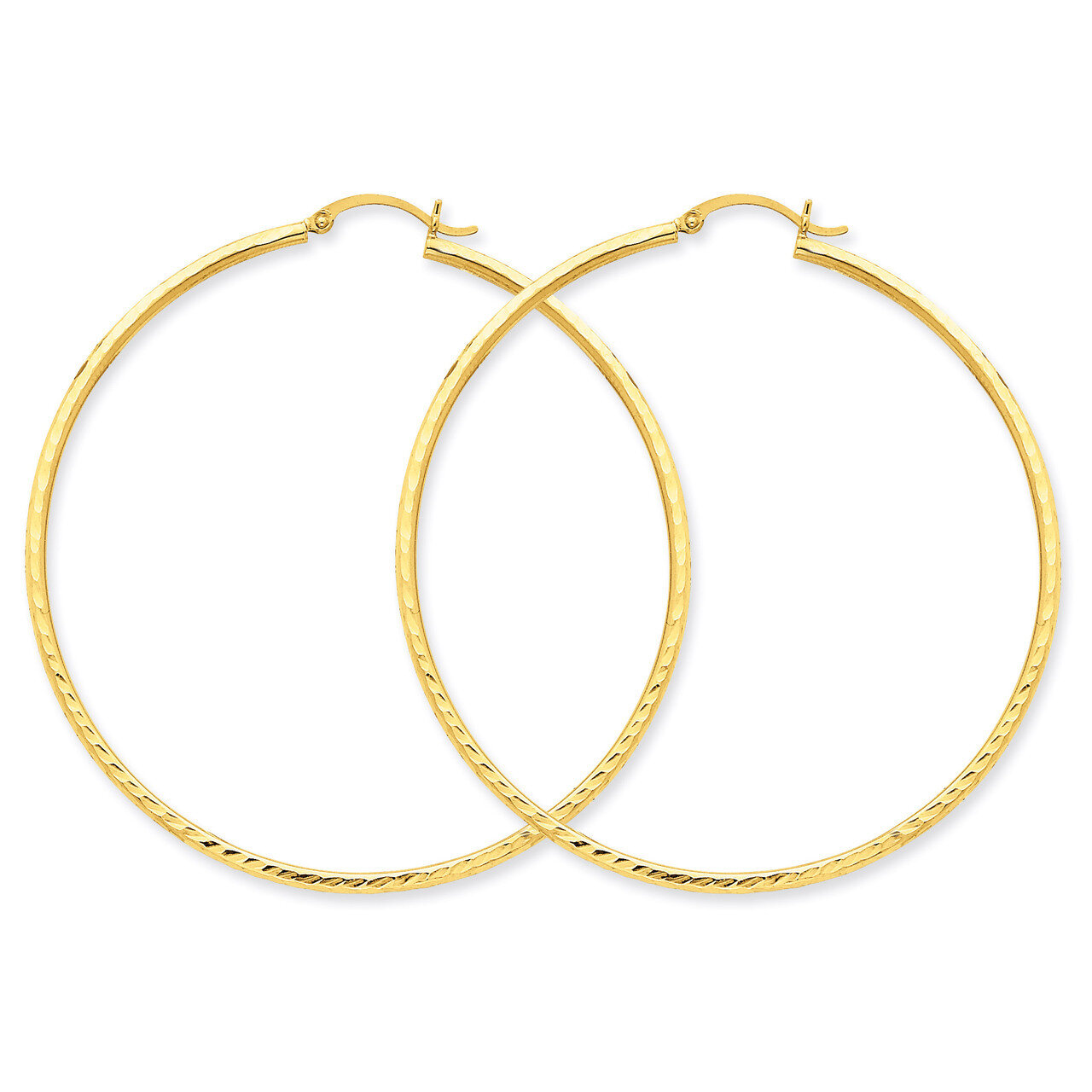 2mm Round Tube Hoop Earrings 14k Gold Diamond-cut TC239, MPN: TC239, 883957289168