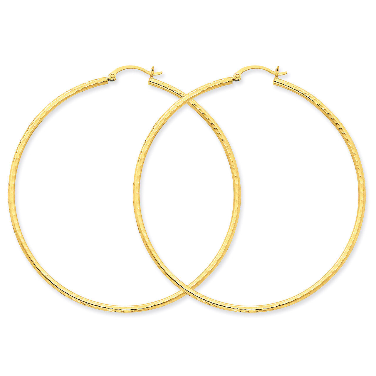2mm Round Tube Hoop Earrings 14k Gold Diamond-cut TC240, MPN: TC240, 883957289175