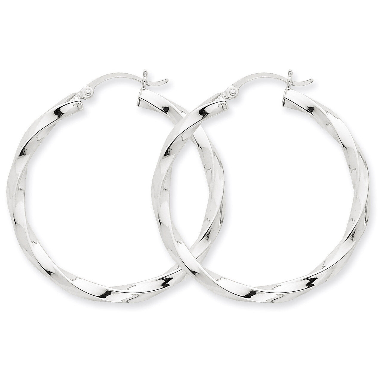 3mm Twisted Hoop Earrings 14k White Gold TC357, MPN: TC357, 883957289687