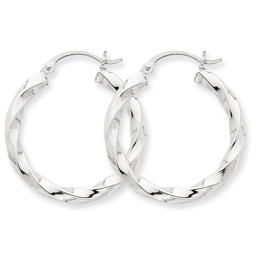 3mm Twisted Hoop Earrings 14k White Gold TC358, MPN: TC358, 883957289694