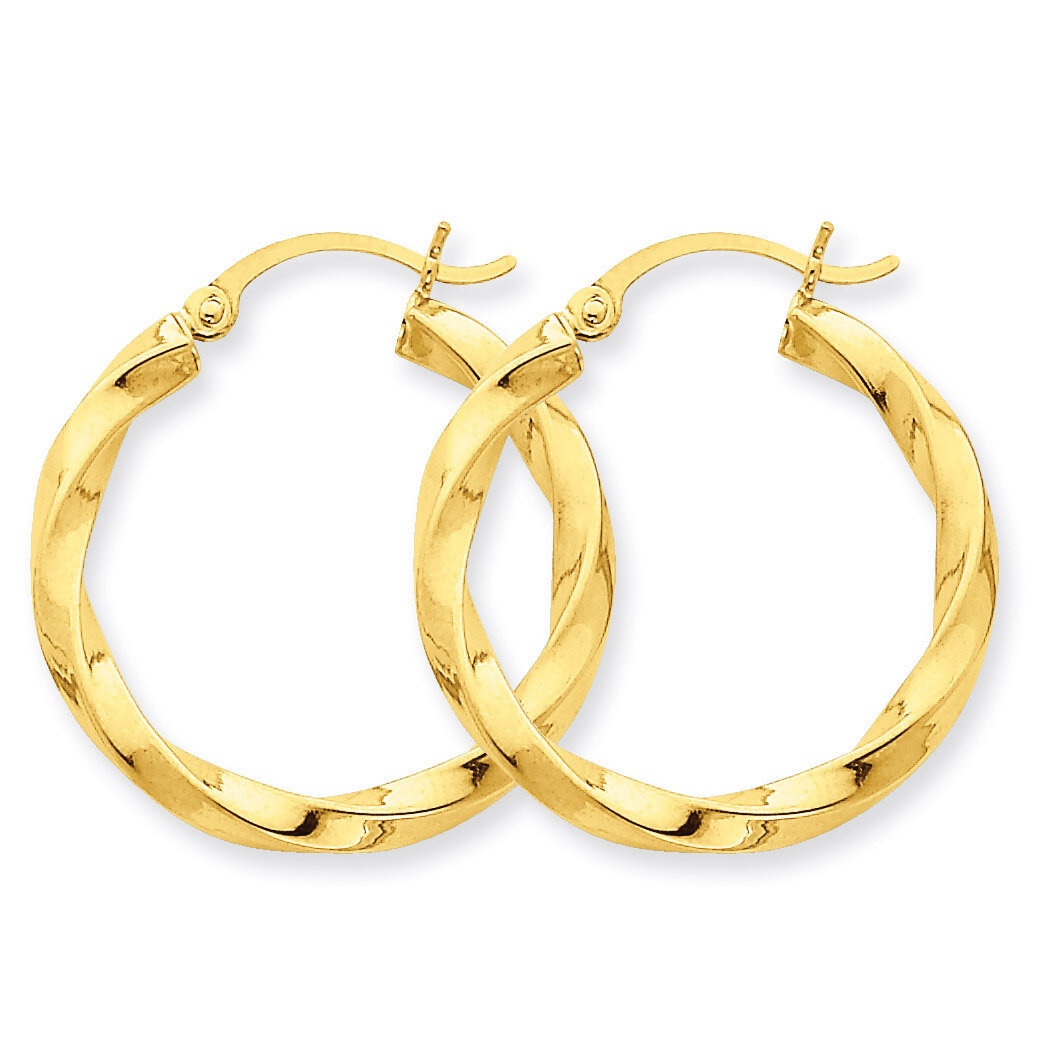3mm Twisted Hoop Earrings 14k Gold Polished TC360, MPN: TC360, 883957289717