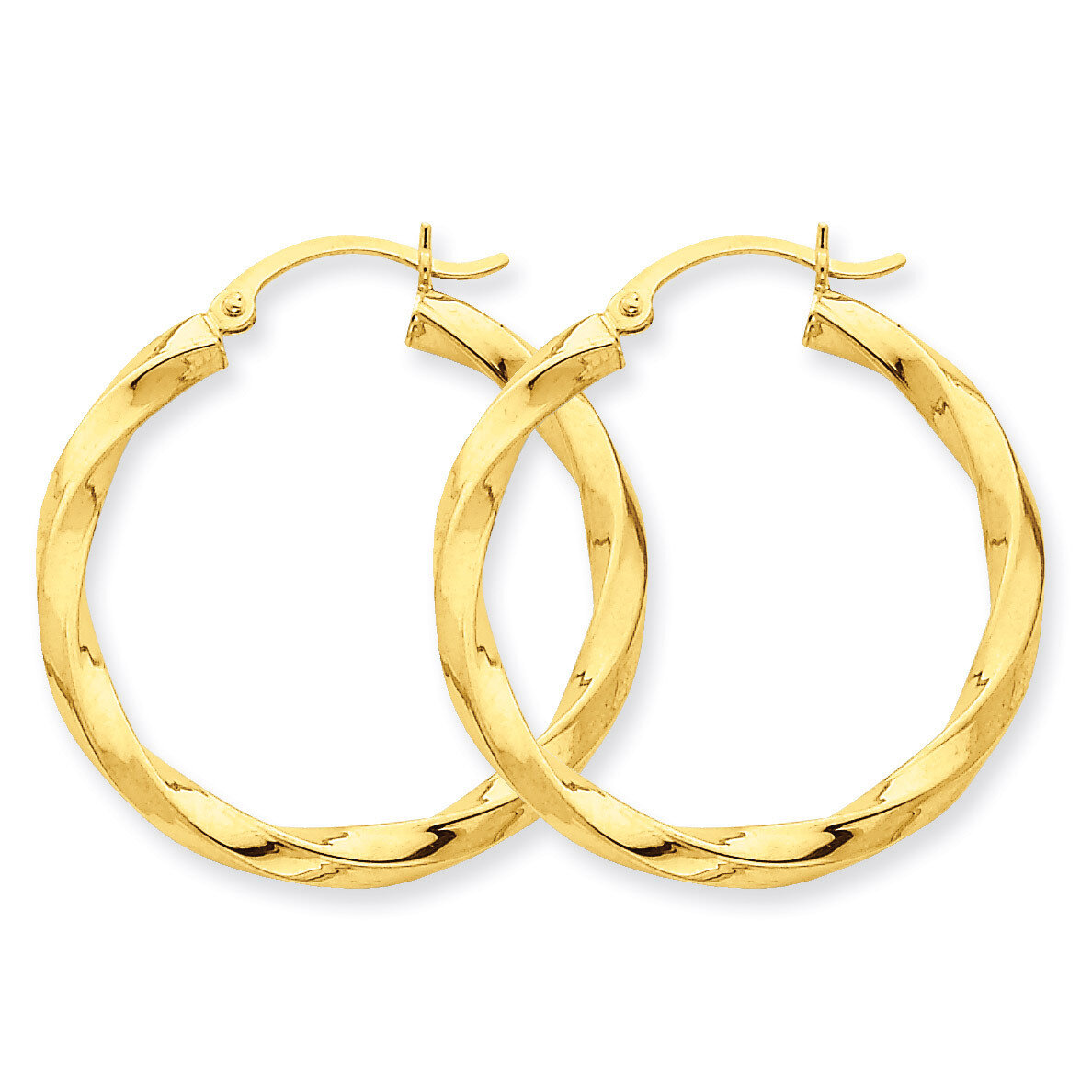 3mm Twisted Hoop Earrings 14k Gold Polished TC361, MPN: TC361, 883957289724