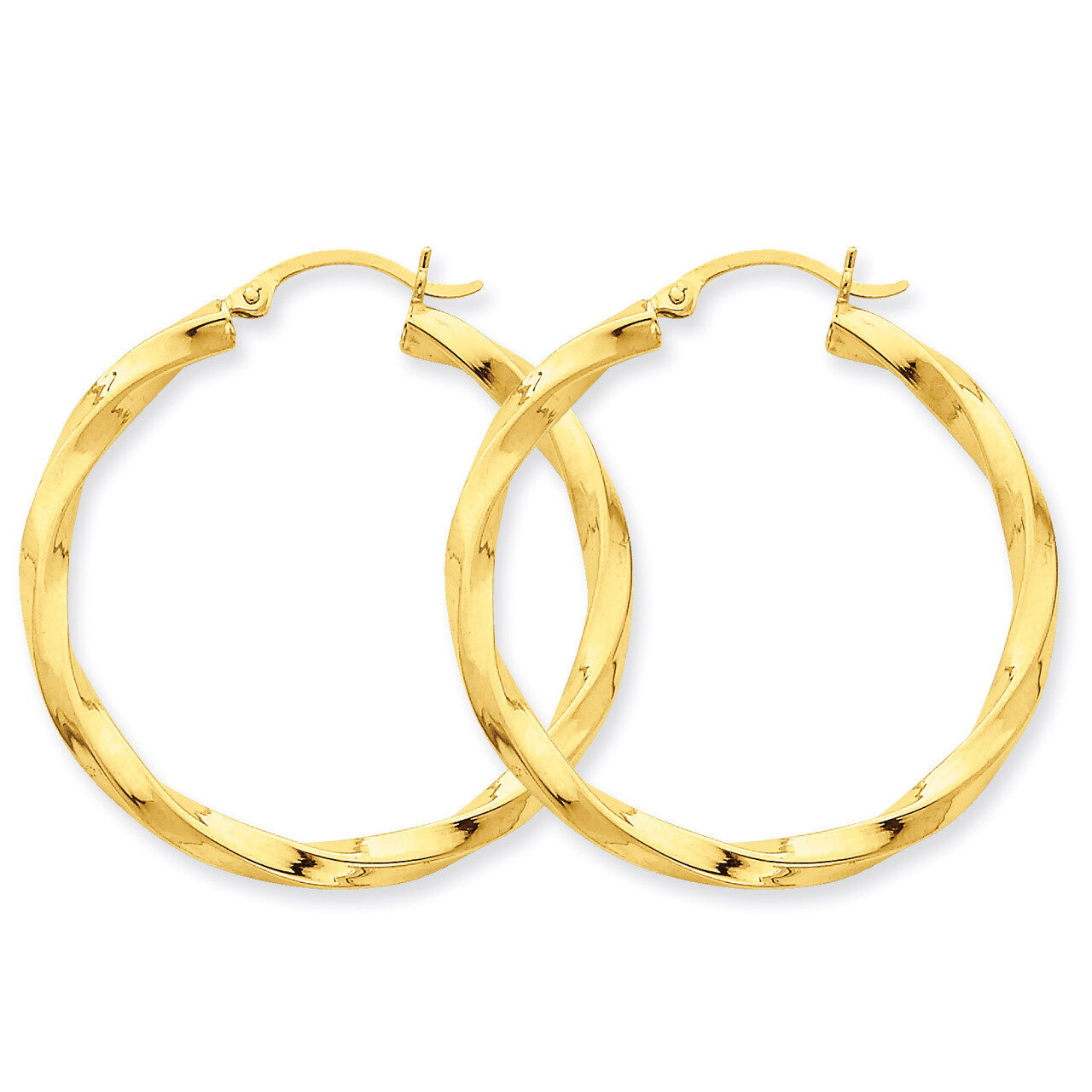 3mm Twisted Hoop Earrings 14k Gold Polished TC362, MPN: TC362, 883957289731