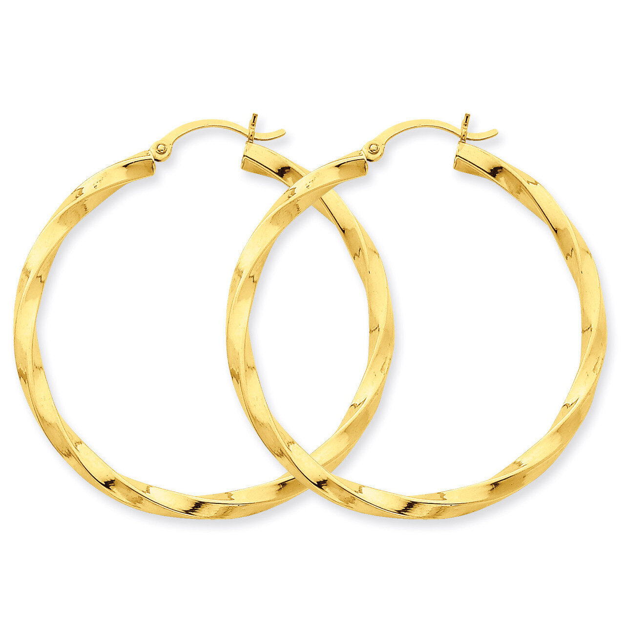 3mm Twisted Hoop Earrings 14k Gold Polished TC363, MPN: TC363, 883957289748