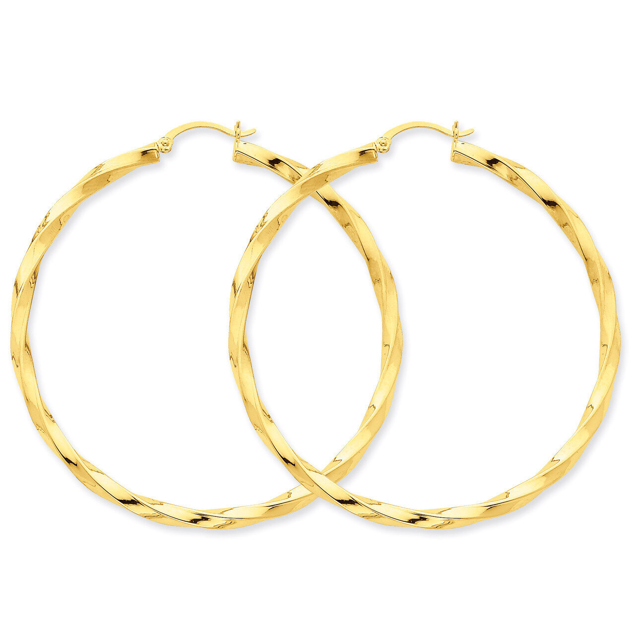 3mm Twisted Hoop Earrings 14k Gold Polished TC365