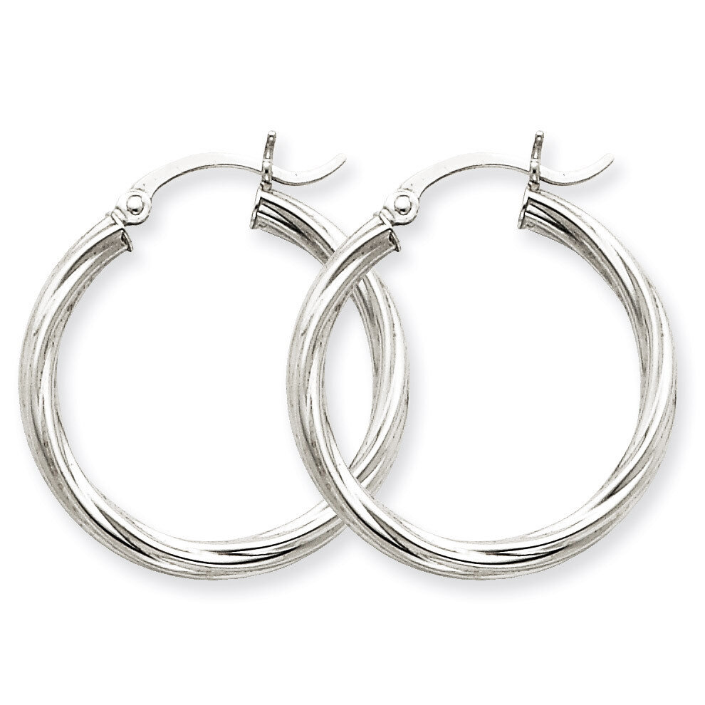 Polished 3.25mm Twisted Hoop Earrings 14k White Gold TC374, MPN: TC374, 883957289779