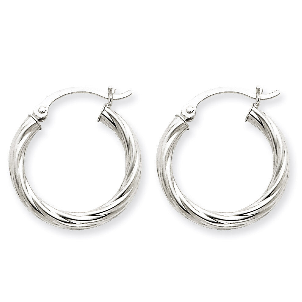 Polished 3.25mm Twisted Hoop Earrings 14k White Gold TC375, MPN: TC375, 883957289786