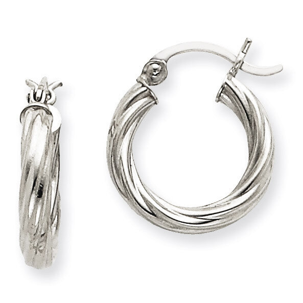 Polished 3.25mm Twisted Hoop Earrings 14k White Gold TC376, MPN: TC376, 883957289793