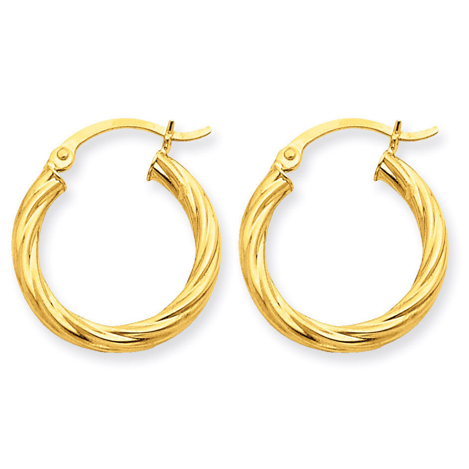 3.25mm Twisted Hoop Earrings 14k Gold Polished TC388, MPN: TC388, 883957289823