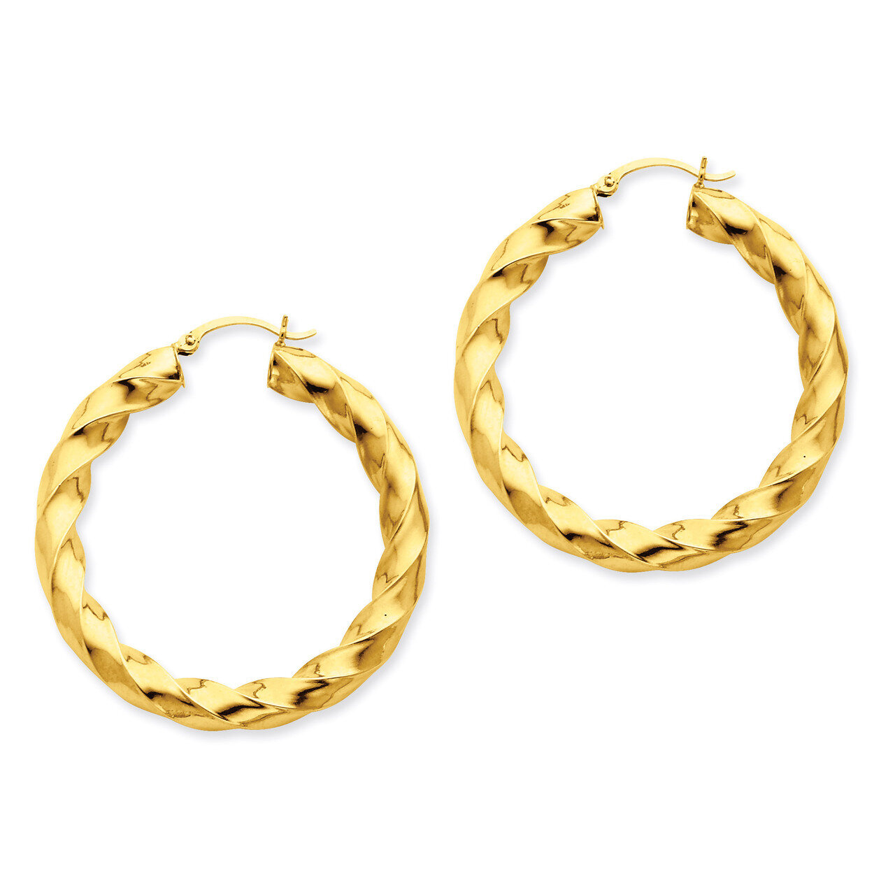 5.0mm Twisted Hoop Earrings 14k Gold Polished TC392, MPN: TC392, 883957289847