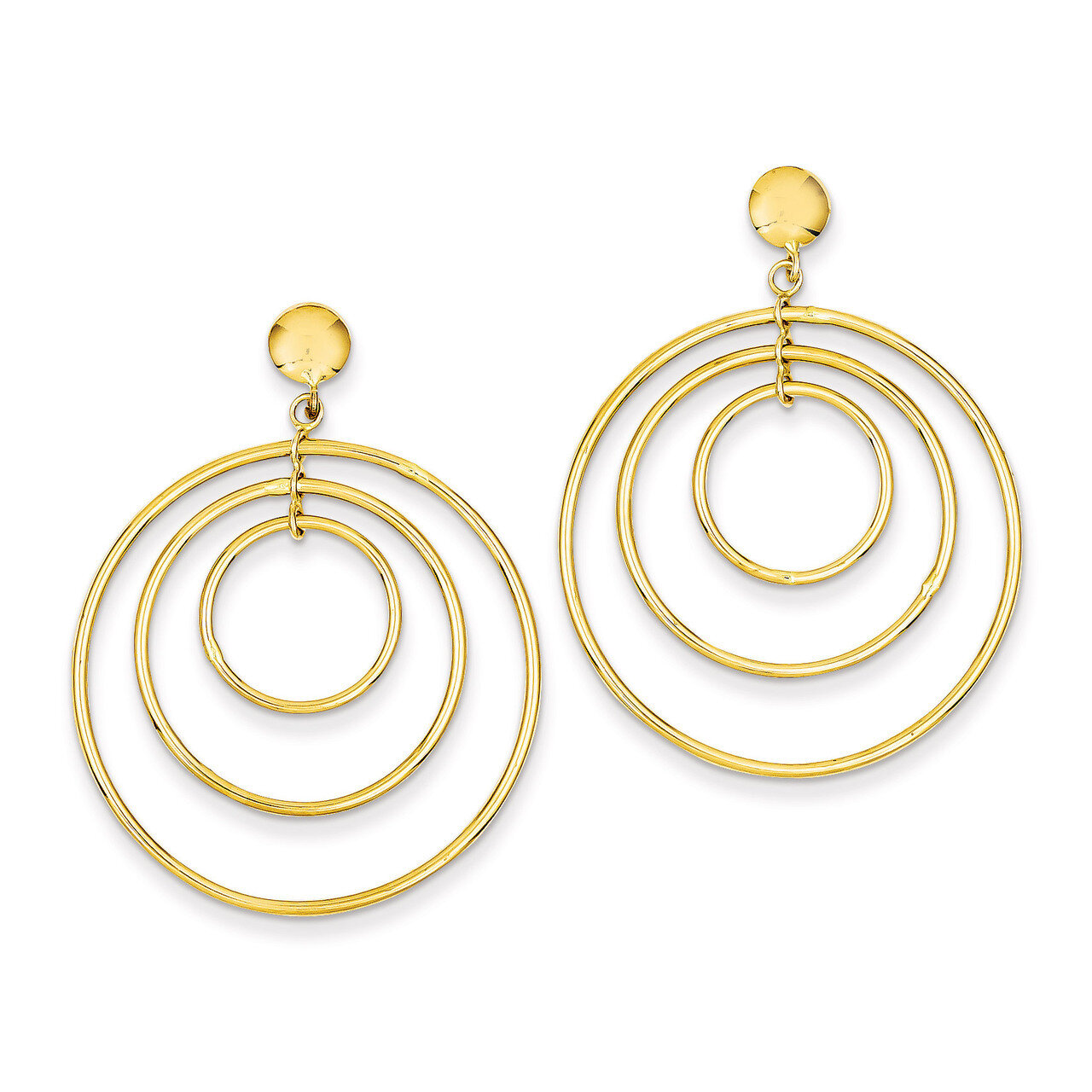 Fancy Circle Dangle Post Earrings 14k Gold TC490, MPN: TC490, 191101371974