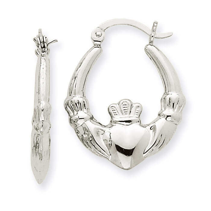 Claddagh Hoop Earrings 14k White Gold TC501, MPN: TC501, 883957289977