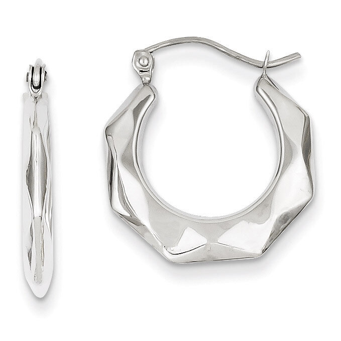 Faceted Hoop Earrings 14k White Gold TC510, MPN: TC510, 883957290010
