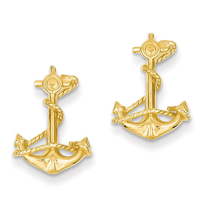 3-D Anchor with Rope Post Earrings 14k Gold TC564, MPN: TC564, 637218067022