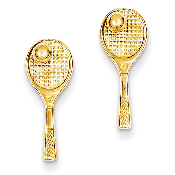 Tennis Racquet with Ball Post Earrings 14k Gold TC615