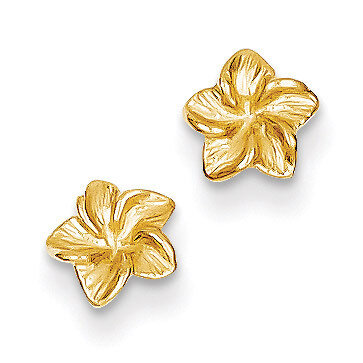 Plumeria Flower Post Earrings 14k Gold TC623