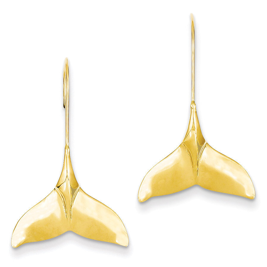 Whale Tail Wire Earrings 14k Gold TC629