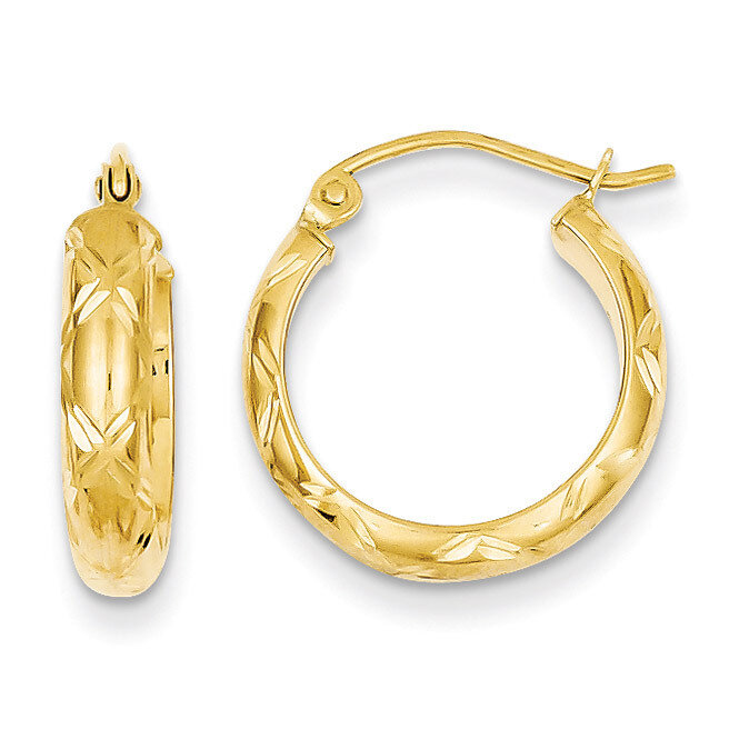 Polished Hoop Earring 14k Gold Diamond-cut TC711