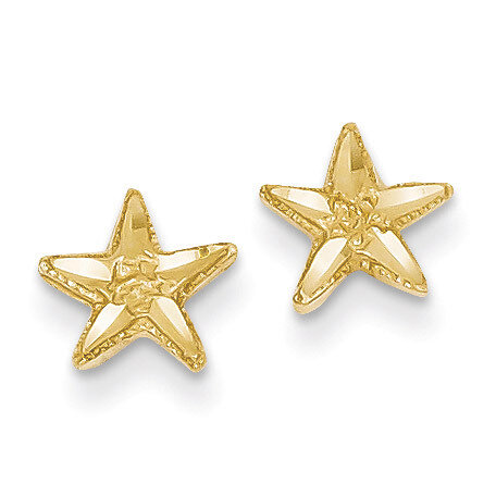 Starfish Earrings 14k Gold Diamond-cut TC749