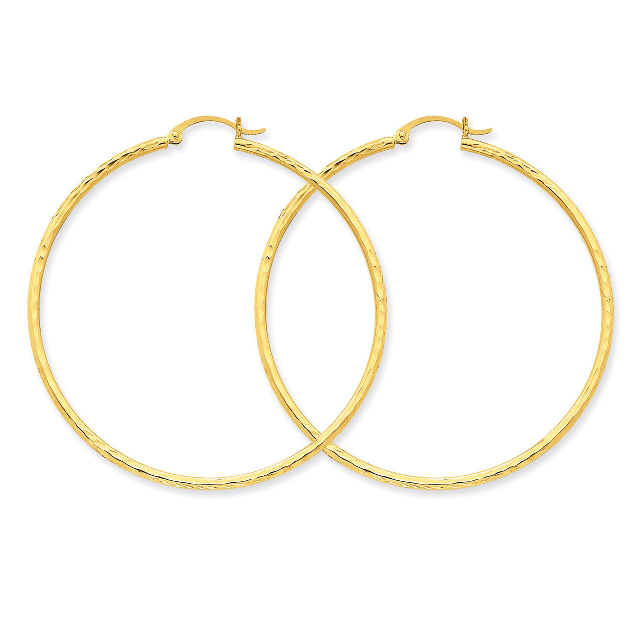 2mm Round Tube Hoop Earrings 14k Gold Diamond-cut TC768, MPN: TC768, 883957290515