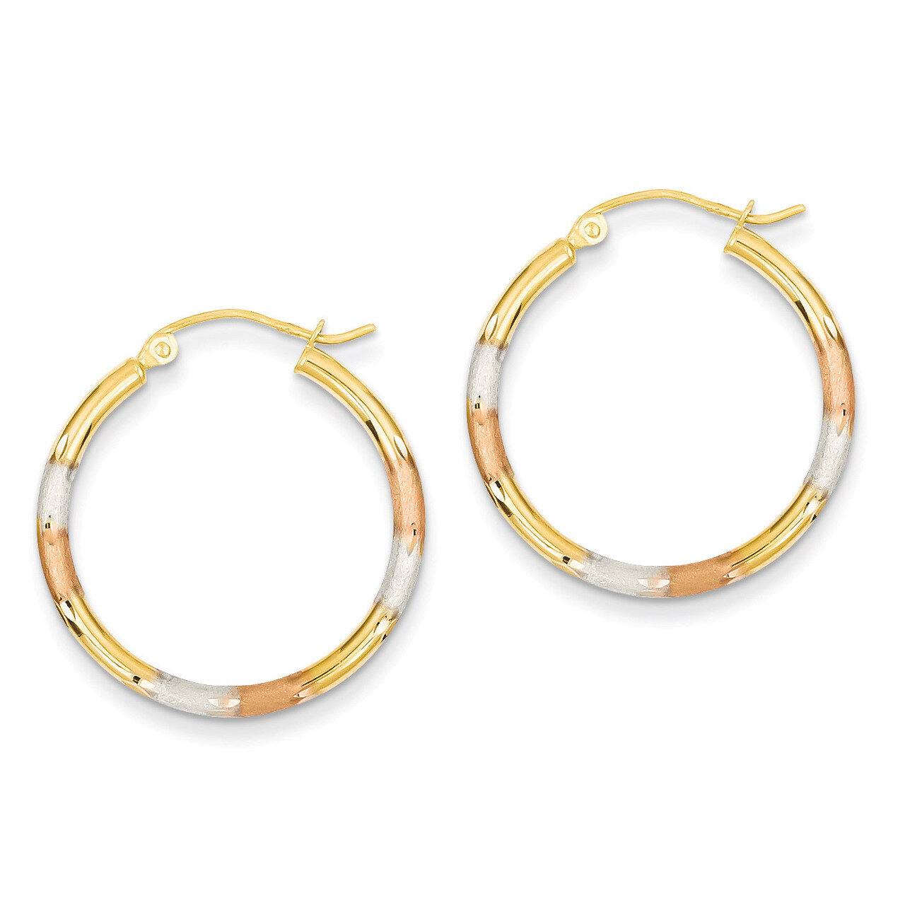2mm Diamond-cut Earrings 14k Tri-Color Gold TC775, MPN: TC775, 883957290577