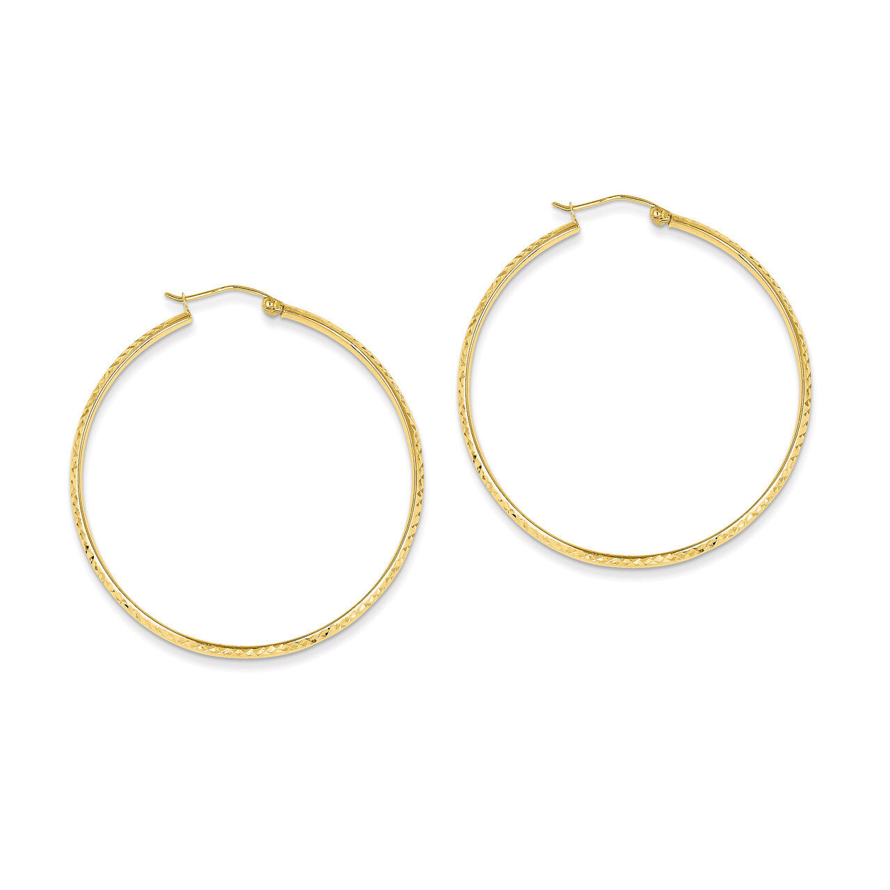 2.8x46mm Hollow Hoop Earrings 14k Gold Diamond-cut TC798, MPN: TC798, 886774731483