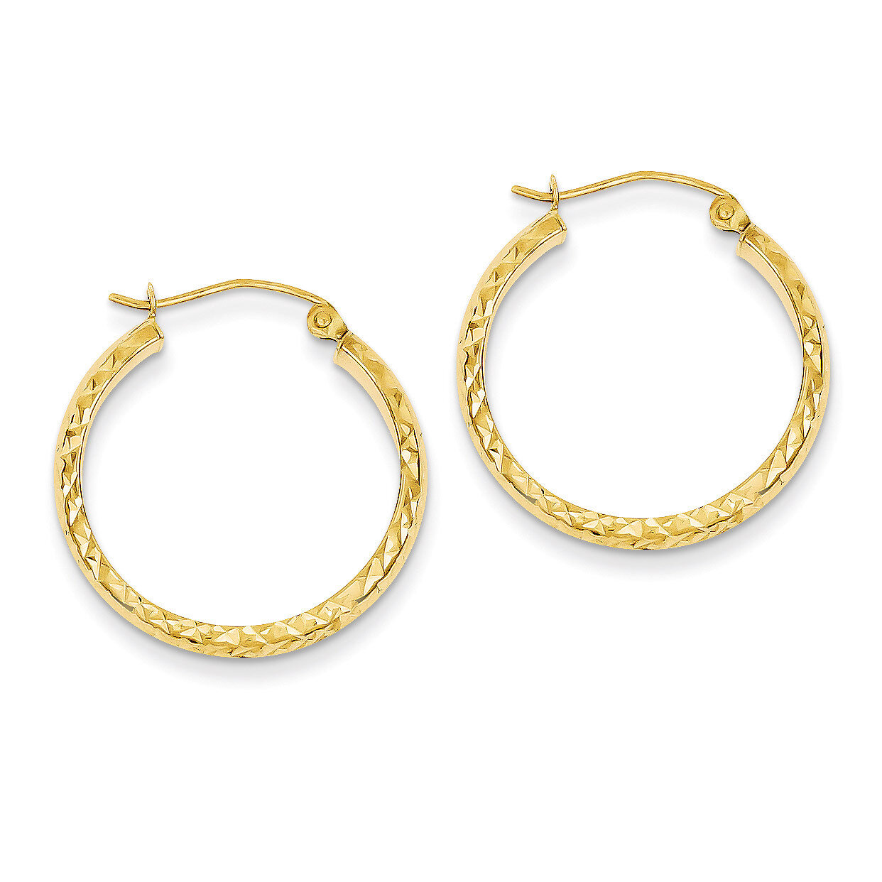 3.5x22mm Hollow Hoop Earrings 14k Gold Diamond-cut TC807, MPN: TC807, 886774731421