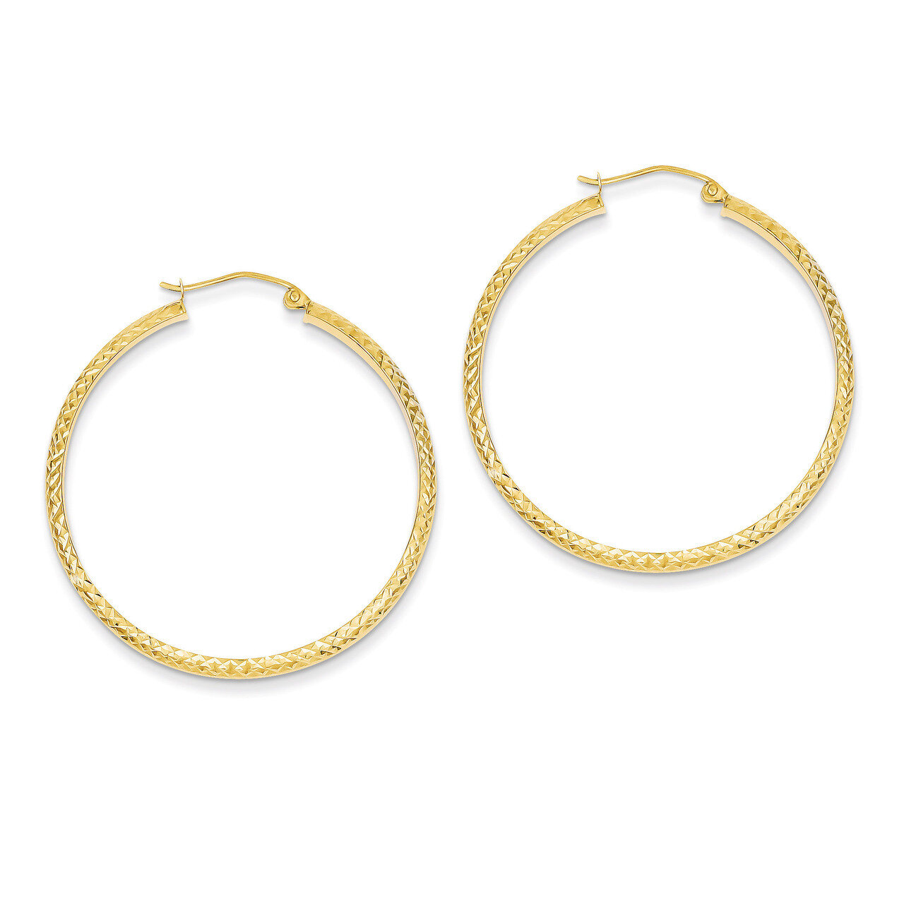 3.5x38mm Hollow Hoop Earrings 14k Gold Diamond-cut TC809, MPN: TC809, 886774731360