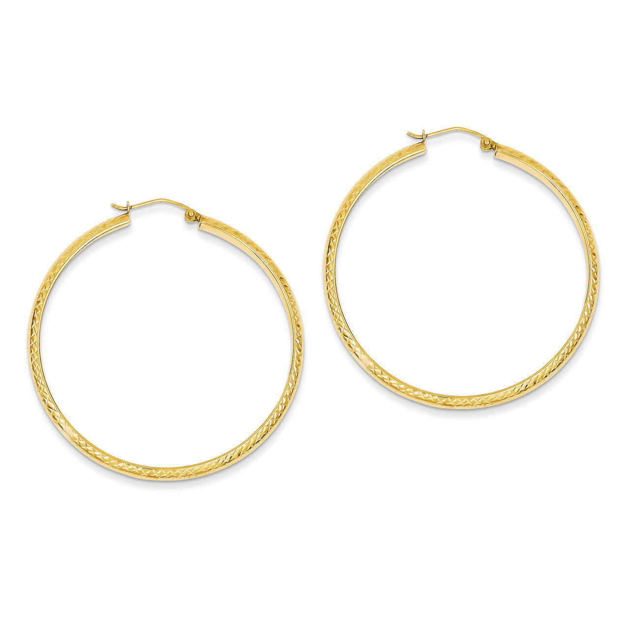 3.5x46mm Hollow Hoop Earrings 14k Gold Diamond-cut TC810, MPN: TC810, 886774731377