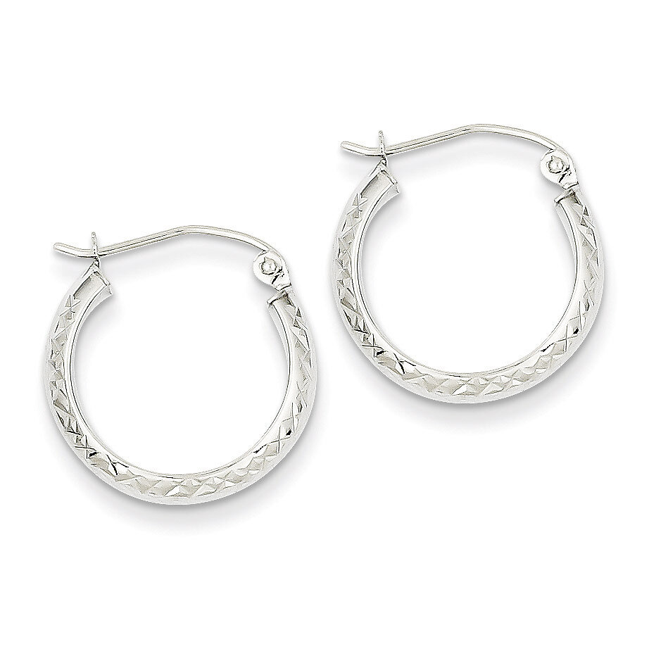 Diamond-cut 3.5x17mm Hollow Hoop Earrings 14k White Gold TC811, MPN: TC811, 886774562308