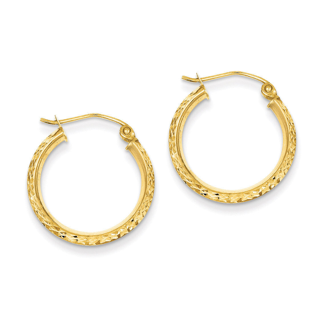 Knife Edge Diamond-cut 2.5x20mm Hollow Hoop Earrings 14k Gold TC818, MPN: TC818, 886774731469