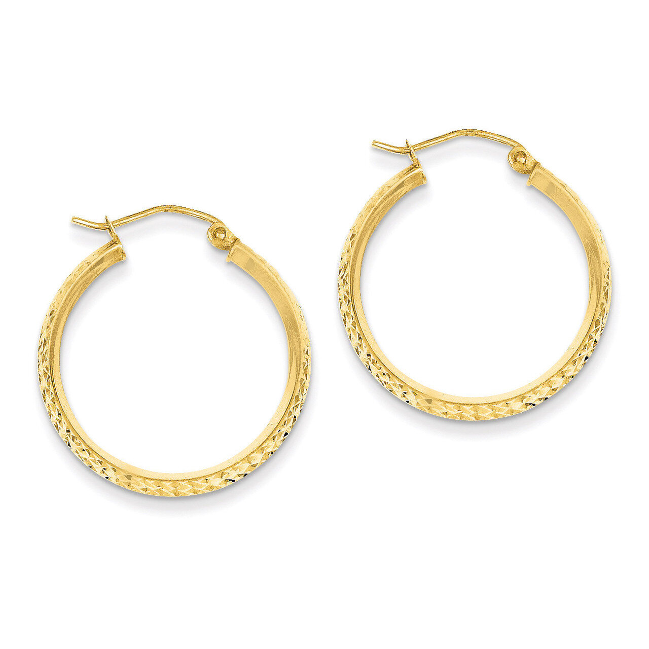 Knife Edge Diamond-cut 2.5x25mm Hollow Hoop Earrings 14k Gold TC819, MPN: TC819, 886774731322