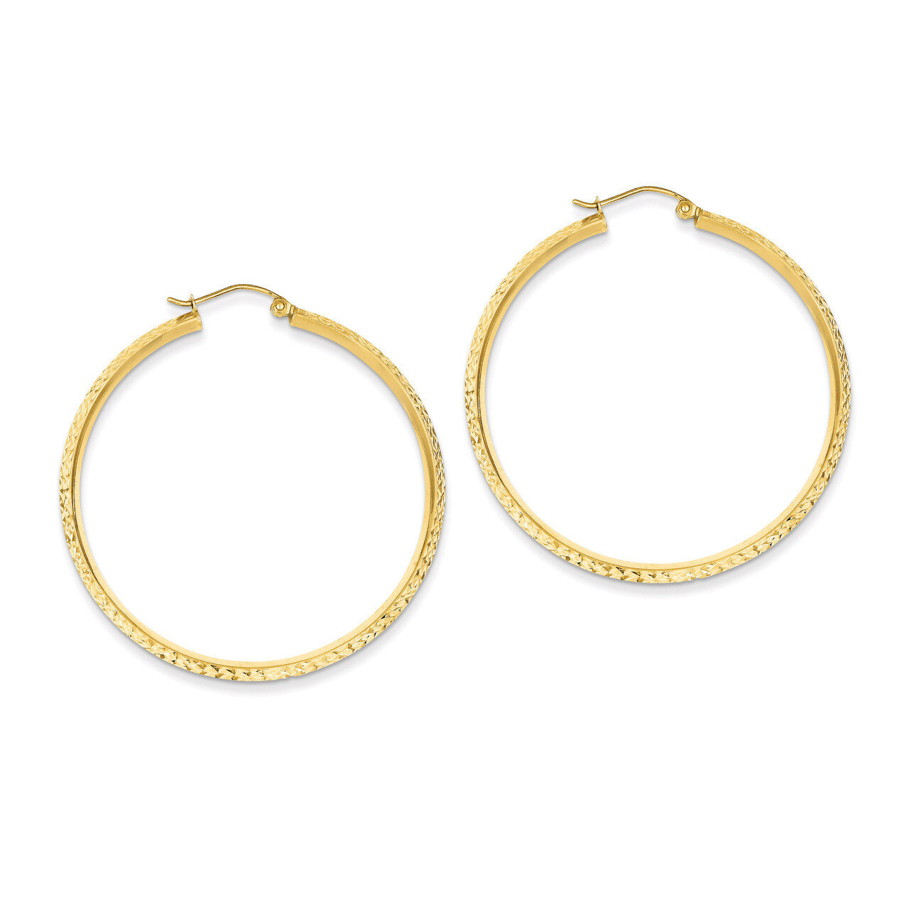 Knife Edge Diamond-cut Hollow Hoop Earrings 14k Gold TC821, MPN: TC821, 886774731438