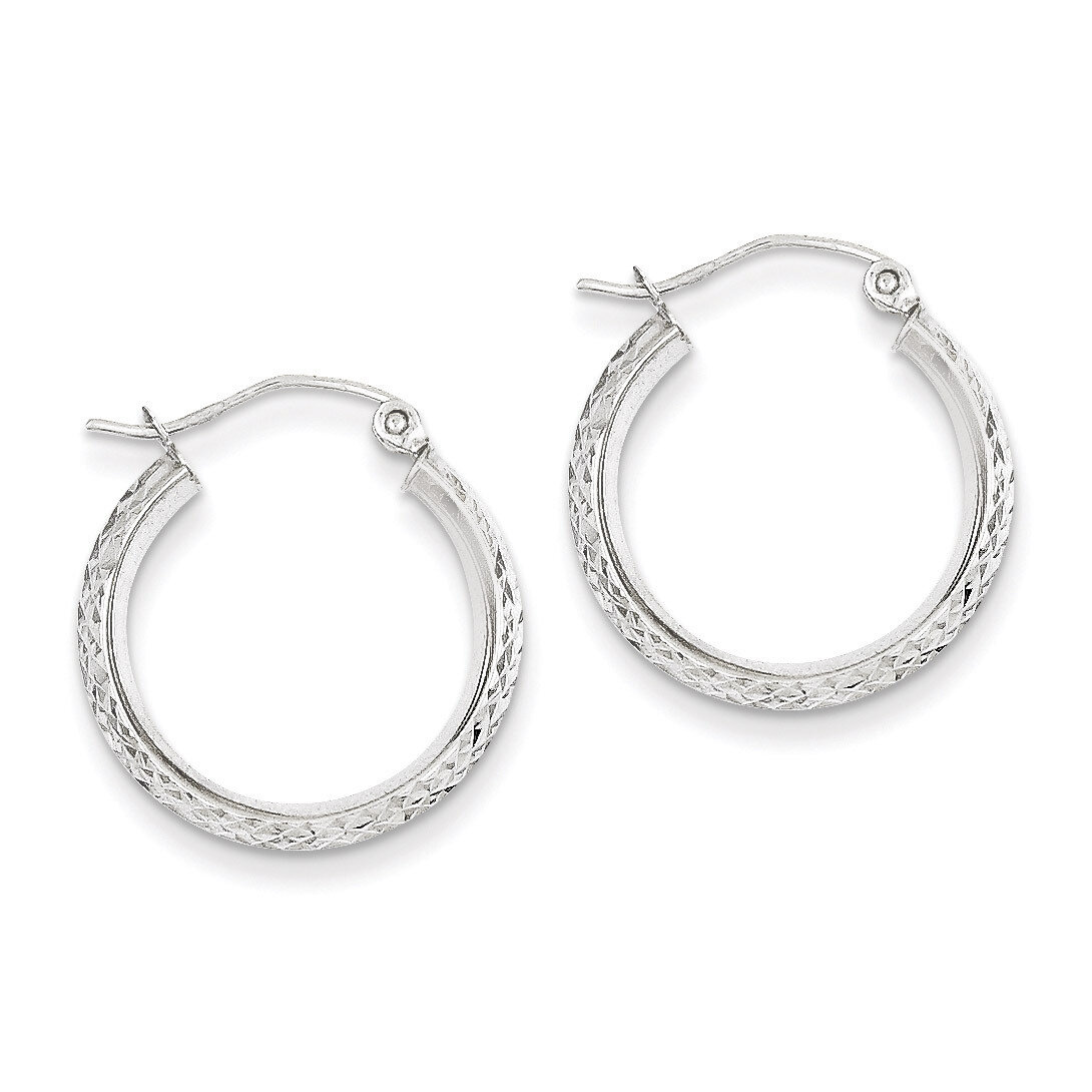 Knife Edge Diamond-cut 2.5x20mm Hoop Earrings 14k White Gold TC824, MPN: TC824, 886774731605