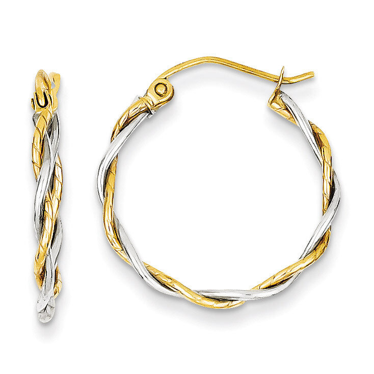 Polished1.8mm Twisted Hoop Earrings 14k Two-Tone Gold TE229, MPN: TE229, 883957476964