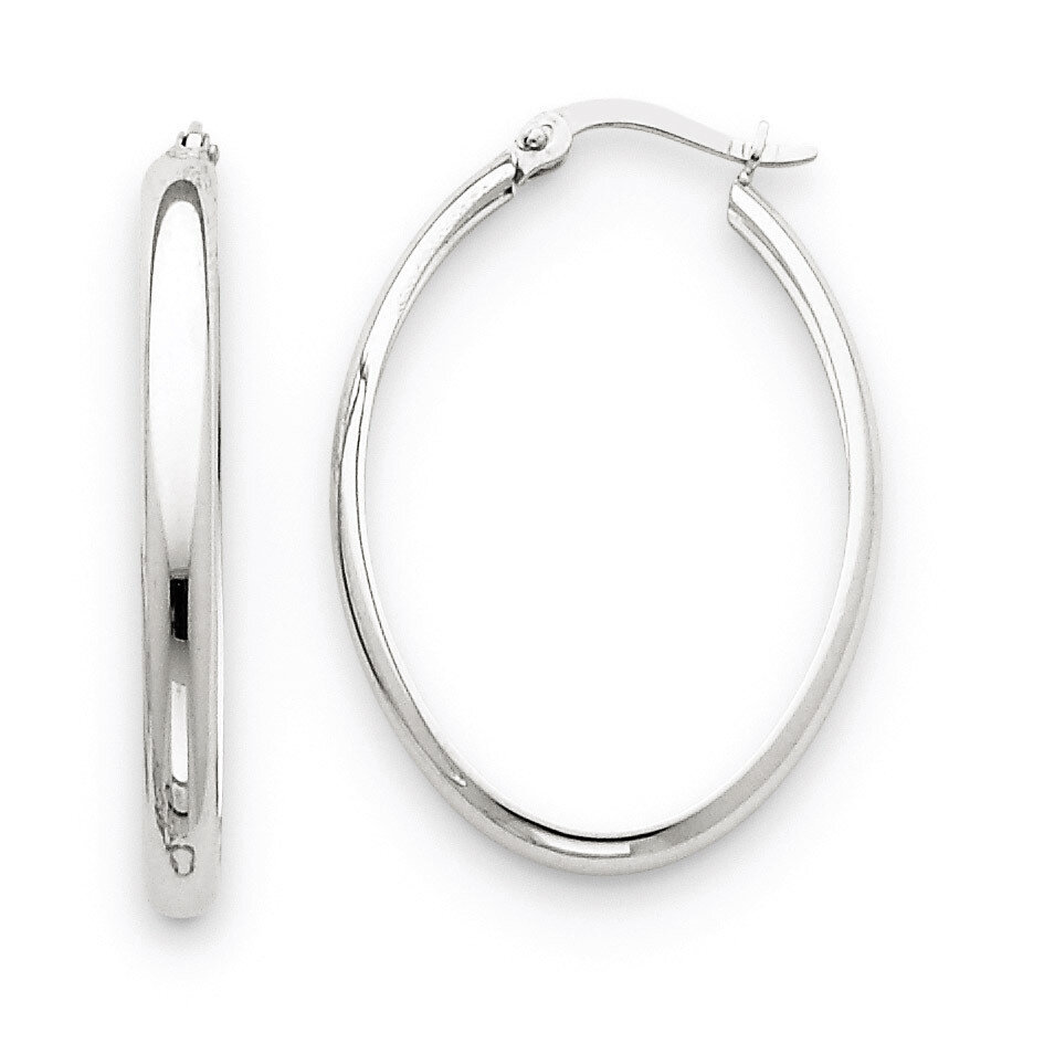Polished 3.5mm Oval Hoop Earrings 14k White Gold TE268, MPN: TE268, 886774732169