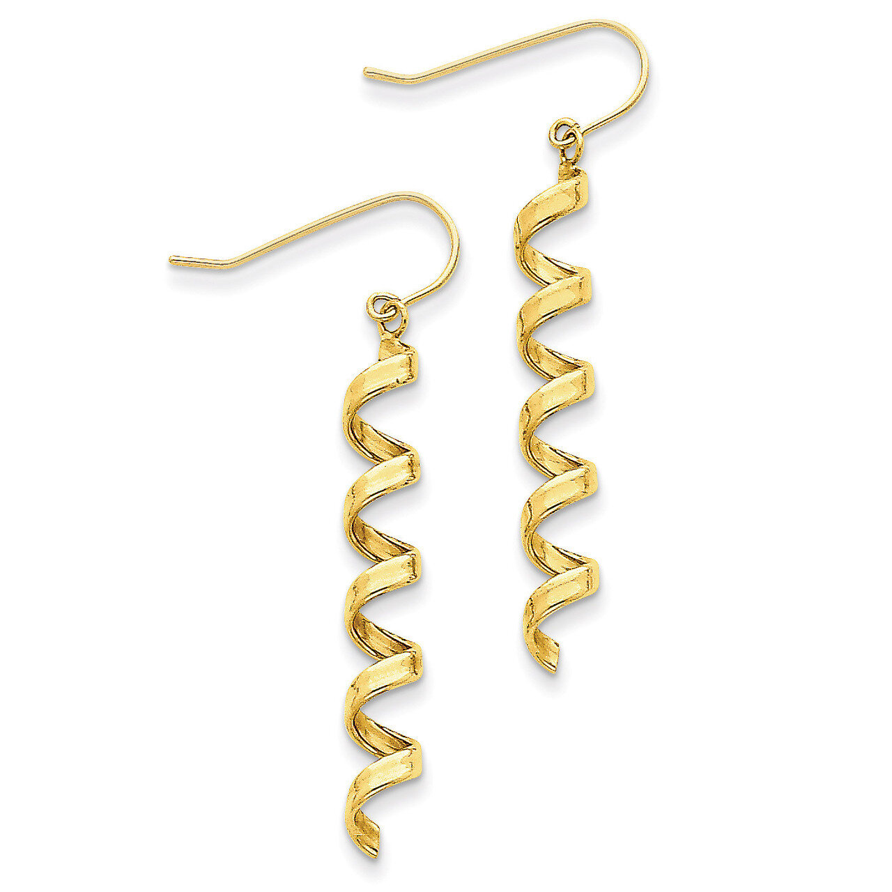 Fancy Spiral Drop Earrings 14k Gold TE464