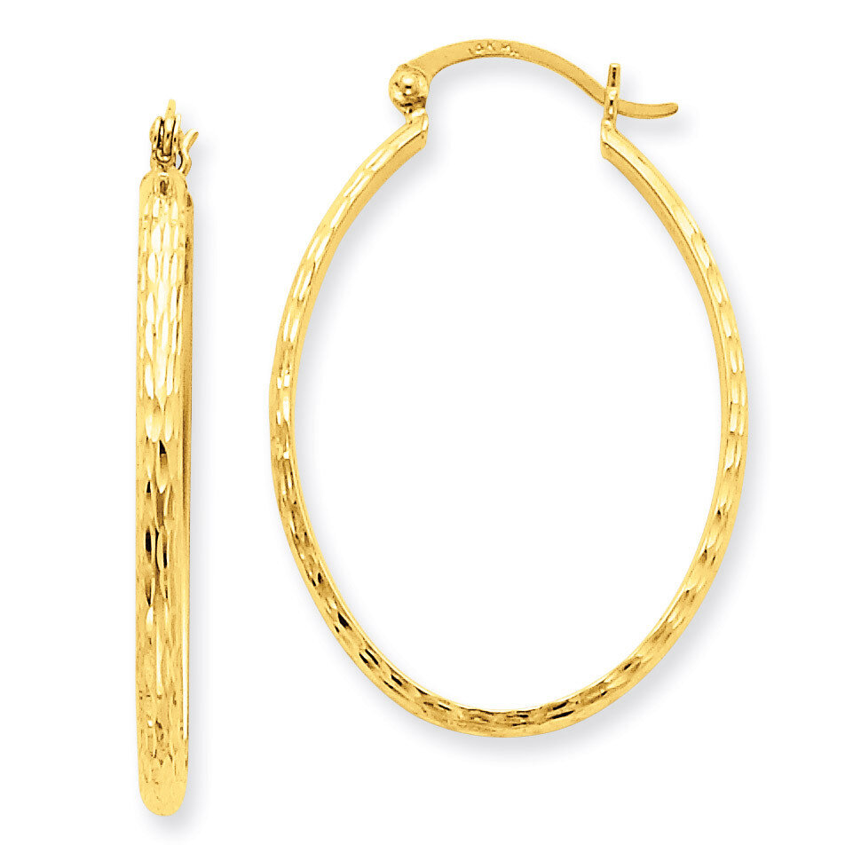 Lightweight Diamond-cut Oval Hoop Earrings 14k Gold TE514, MPN: TE514, 883957290812