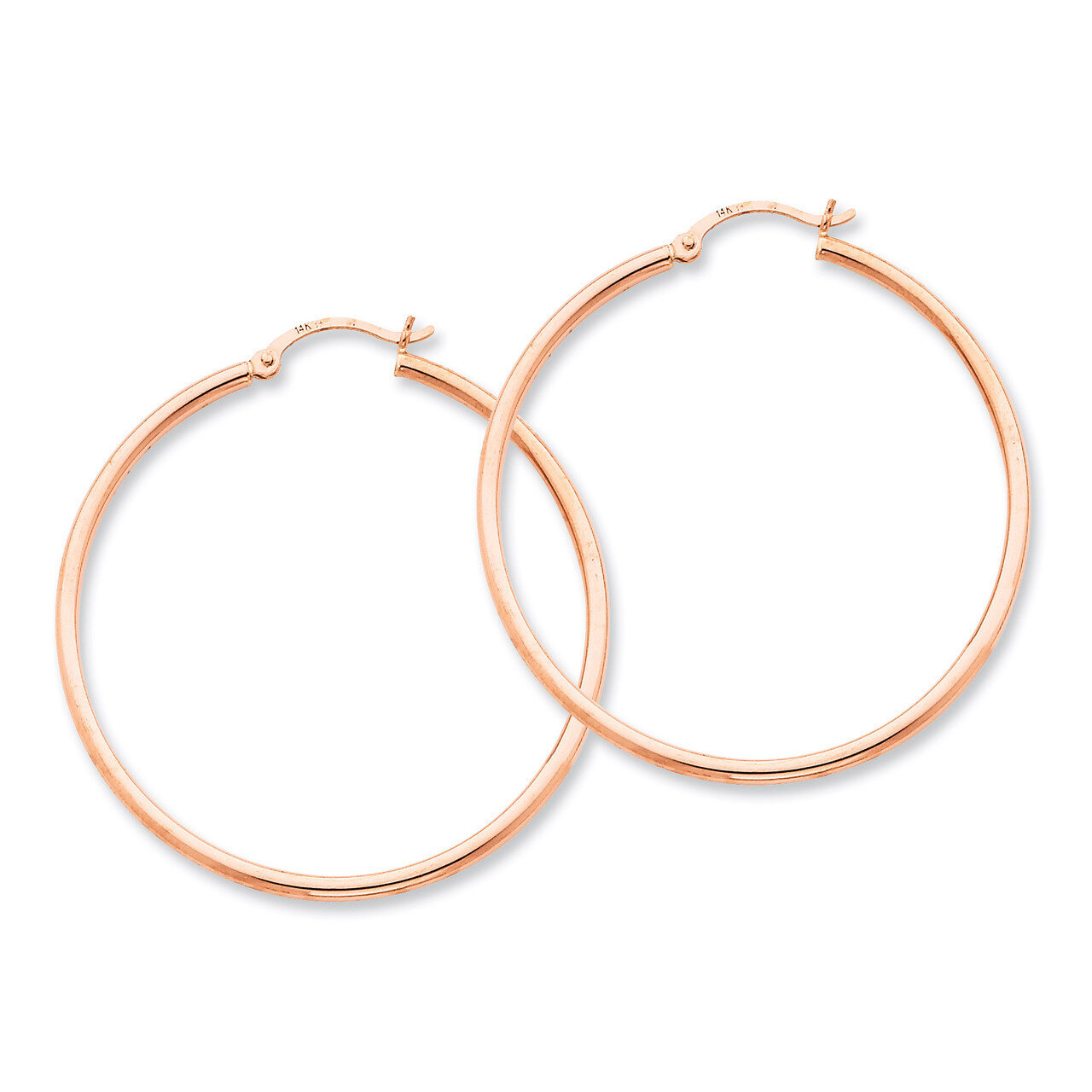 2mm Polished Hoop Earrings 14k Rose Gold TE525, MPN: TE525, 883957290850