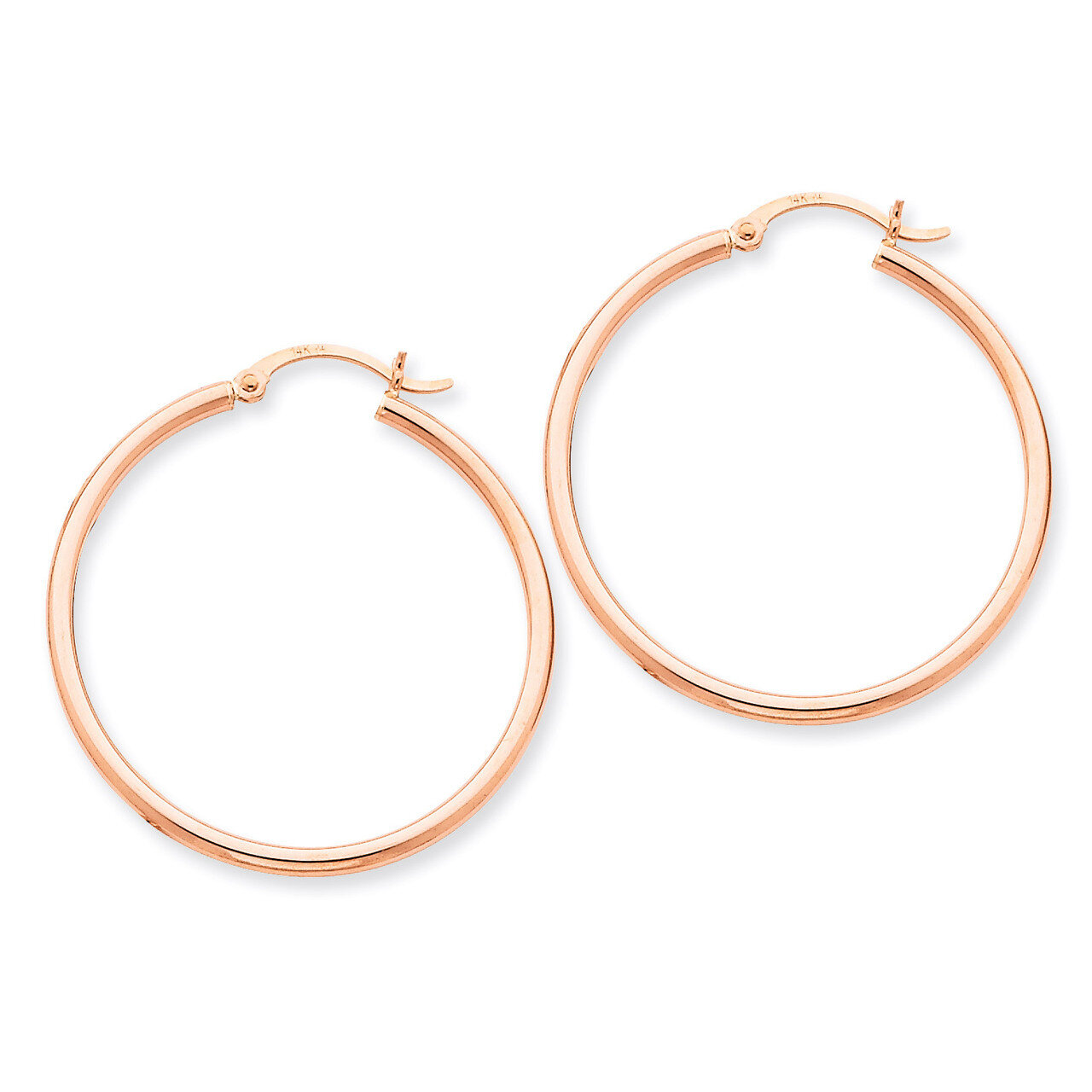 2mm Polished Hoop Earrings 14k Rose Gold TE527, MPN: TE527, 883957290874